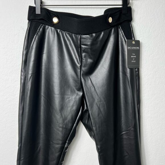 ZAC AND RACHEL BLACK FAUX LEATHER WOMEN STRETCHY PANTS SIZE MEDIUM BRAND NEW - Picture 7 of 7